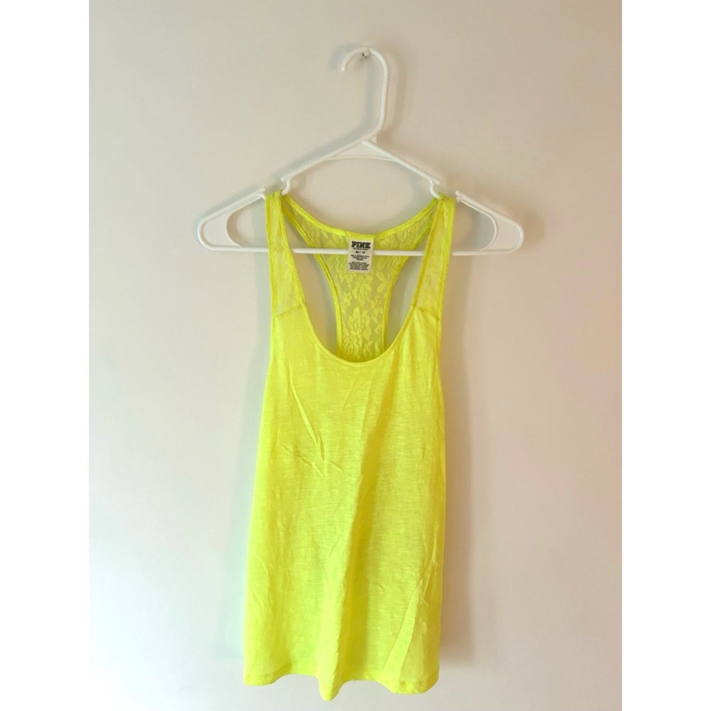 PINK yellow racerback tank top